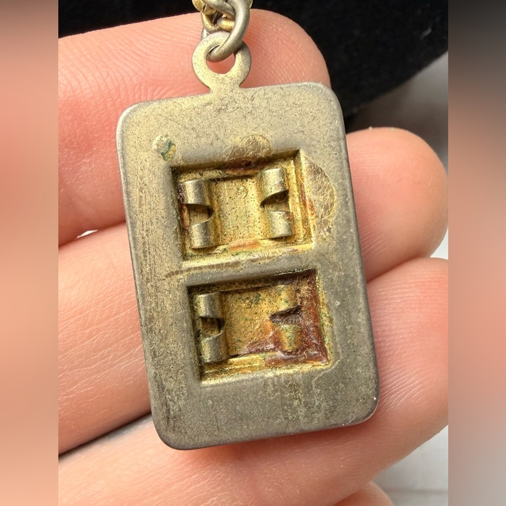 Vintage Gold Plated “C H”‎ Pendant Necklace Rectangle Dangle Jewelry 70s Retro - Picture 5 of 7